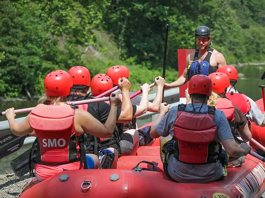guide with a group of rafters